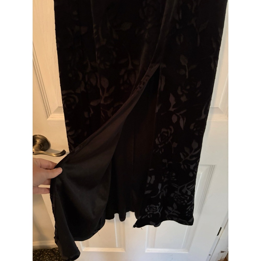 Vintage Maxi Dress Size small / med Velvet Burn‎ Out Black Whimsigoth Floral Y2K - Picture 4 of 8